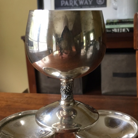 ROMA S.L. Silver Plated Wine Goblets Grape Leaf Motif Made in Spain ( Set of 3 ) - Picture 9 of 13